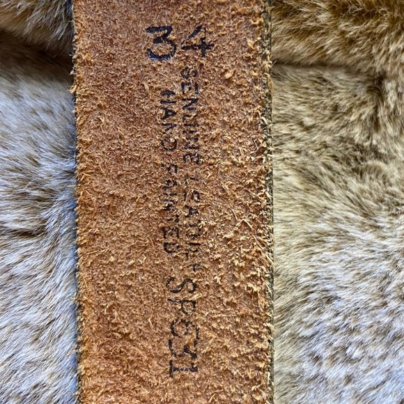 Brown Leather Belt w/ Carved Wildlife Scene | 34 - Picture 3 of 7